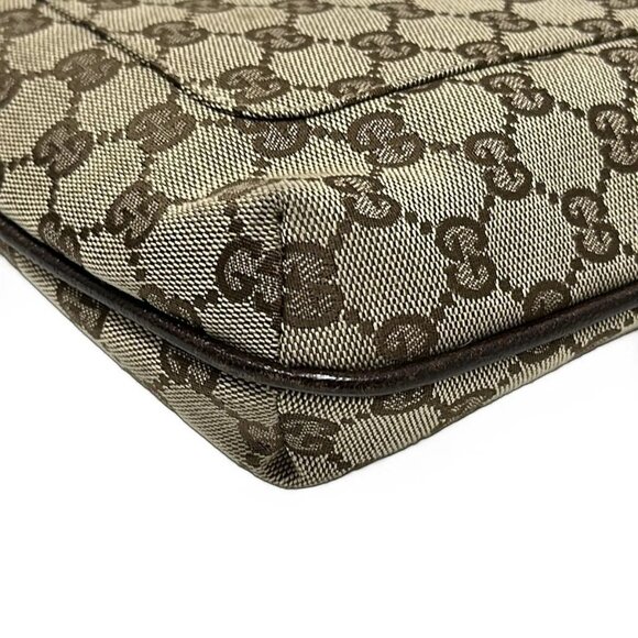 Auth GUCCI GG 122793 Beige Dark Brown Jacquard Leather - Shoulder Bag - Picture 4 of 9